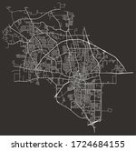 Street map of Longview, Texas, US, with major and minor roads and lanes, highways, city plan blueprint poster