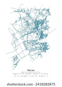 Street map of Macau,Special Administrative Region of the People's Republic of China  ,vector image for digital marketing ,wall art and poster prints.