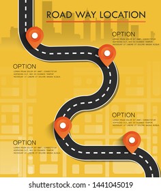 Street Map With Navigation Icons. Navigation Concept. Vector Illustration Road Way Location. 