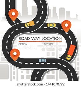 Street Map with navigation icons. Navigation concept. Vector illustration road way location. 