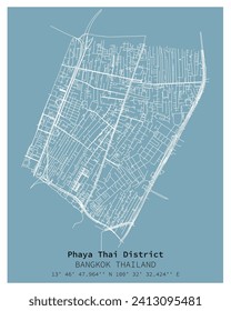Straßenkarte von Phaya Thai District Bangkok, THAILAND , Vektorbild für digitales Marketing, Wand-Kunst und Plakatdrucke.