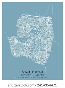 Street map of Prawet District Bangkok,THAILAND ,vector image for digital marketing ,wall art and poster prints.