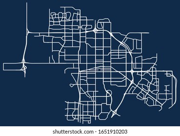 Street Map Of Regina, Saskatchewan, Canada With Solid Background In Vector With Major Roads