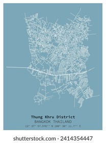 Street map of Thung Khru District Bangkok,THAILAND ,vector image for digital marketing ,wall art and poster prints.