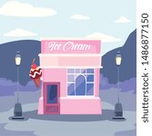 street market commerce flat design