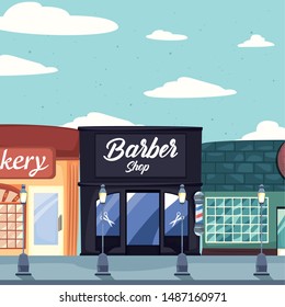street market commerce flat design