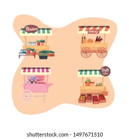 street market commerce flat design