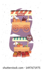street market commerce flat design