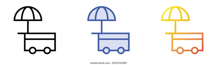 street market icon. Linear, Blue Fill and Gradient Style Design Isolated On White Background