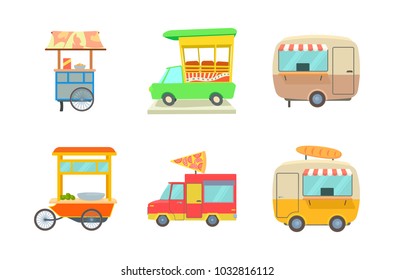 Street market icon set. Cartoon set of street market vector icons for web design isolated on white background