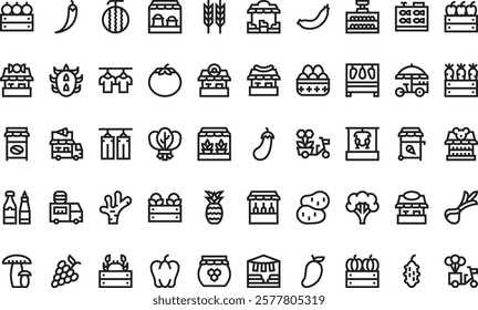 Street market icons High-Quality Vector Icons Collection with Editable Stroke. Ideal for Professional and Creative Projects.