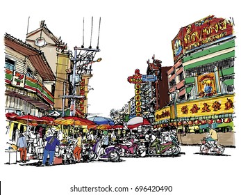 Street market sketchbook style : Vector eps. 10