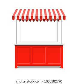 Street market stall for trading with awning, vector illustration