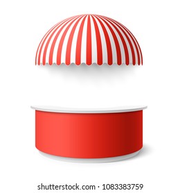 Street market stall for trading with dome awning, vector illustration