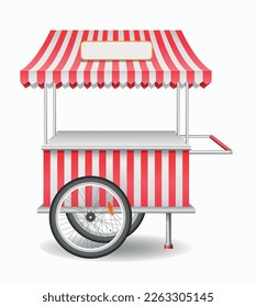 Street market stall with wheels. Vector realistic illustration