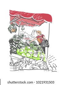 street market vector illustration 