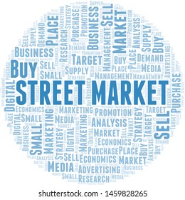 Street Market word cloud. Vector made with text only