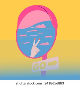 street mirror vector hand drawn