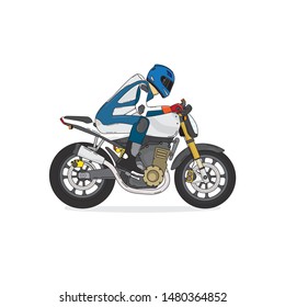 street motorcycle and rider in simple graphic with outline