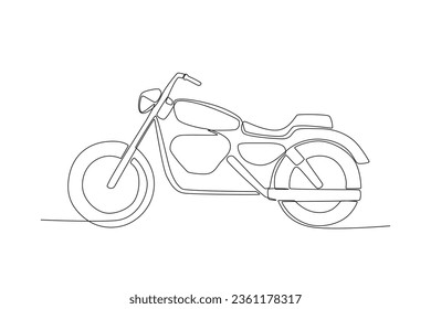 A street motorcycle side vide. Motorcycle one-line drawing