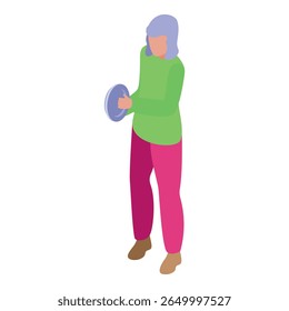 Street musician playing tambourine isometric icon vector illustration
