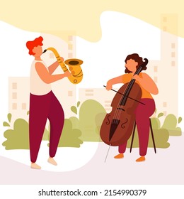 Street musicians playing in the park