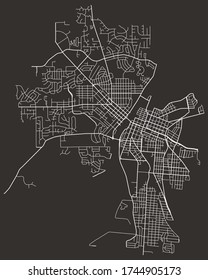 Straßennetzplan von Hamilton, Ohio, USA, Stadtplan mit Straßen und Gassen und Autobahnen, Vororte, Stadtplakat