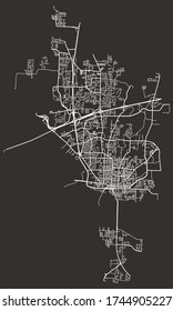 Street network map of Jackson, Tennessee, United States, downtown plan blueprint with roads and lanes and highways, suburbs, town city poster