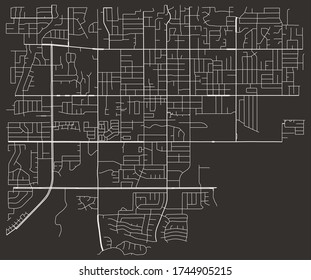 Street network map of La Habra, California, United States, downtown plan blueprint with roads and lanes and highways, suburbs, town city poster