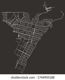 Street network map of Montebello, California, United States, downtown plan blueprint with roads and lanes and highways, suburbs, town city poster