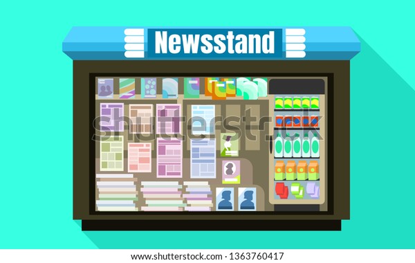 Street newsstand\
glass window icon. Flat illustration of street newsstand glass\
window vector icon for web\
design