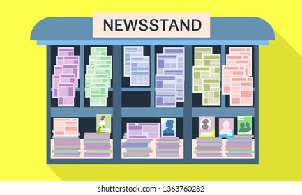 Street newsstand vector icon. Flat illustration of street newsstand vector icon for web design