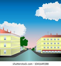 street of the old town. Vector Illustration