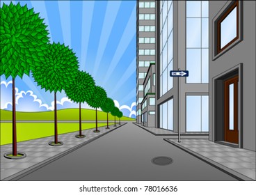 street on the outskirts of the city