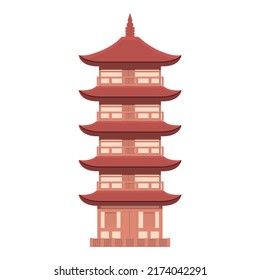 Street pagoda icon cartoon vector. China building. City temple