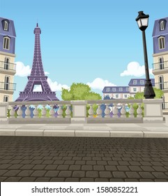 Rua de Paris, com a Torre Eiffel ao fundo.
