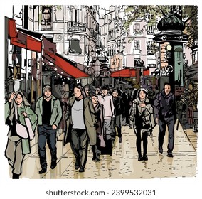 Street in Paris - vector illustration