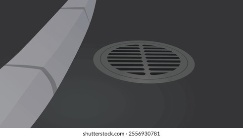 Street pavement drain. vector illustration