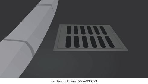 Street pavement drain. vector illustration