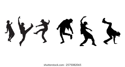 Street performers silhouette vector art on white background