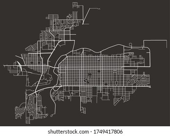 Street plan of Great Falls, Montana, USA, downtown city center with suburbs, highways and roads, city plan poster, town center