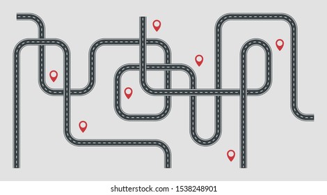 Street with point pointer sign and road vector template isolated on background.