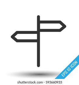Street pointer icon. Directional arrows sign. Simple flat logo of orientation index isolated on white background. Vector illustration.
