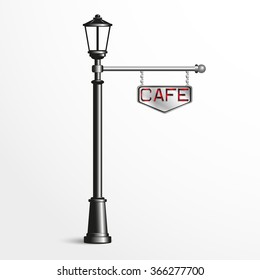 Street post with a sign. Vector illustration.