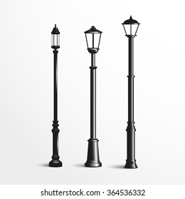 Street posts.  Black and white vector illustration.