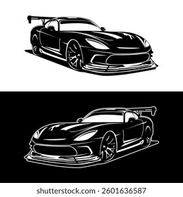 street race car illustration icon design concept vector