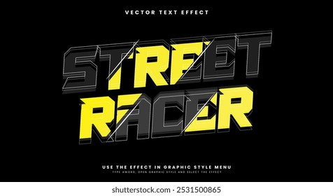 Street Racer editierbarer Texteffekt Vorlage mit Rennstil Thema