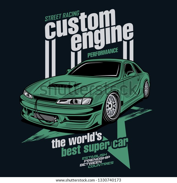 Street Racing Custom Engine Vector Car: vector de stock (libre de ...
