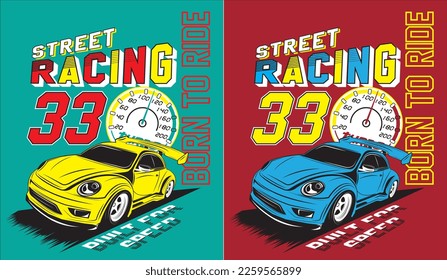 Street racing t shirt design boys