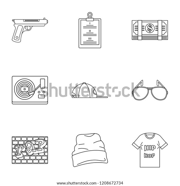 Street Rap Icon Set Outline Set Stock Vector (Royalty Free) 1208672734 ...